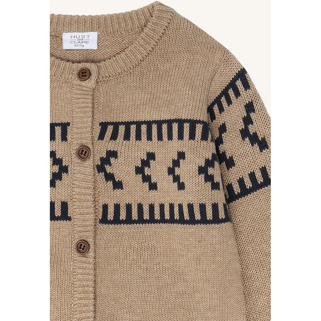 Hust & Claire HCCharli Knit Jacquard Cardigan 3554 Biscuit