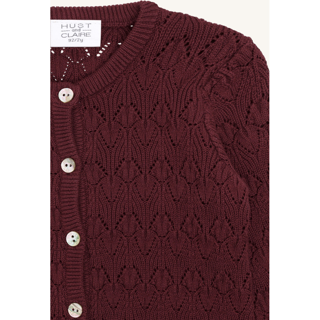 Hust & Claire HCCilja Pointelle Cardigan 4386 New Maroon