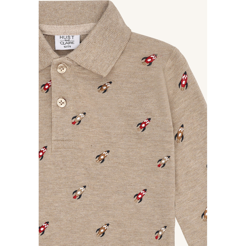 Hust & Claire HCStevie Space embroidery Polo L/S 3554 Biscuit