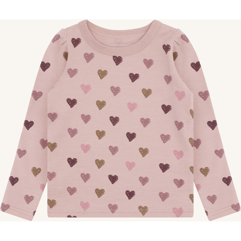 Hust & Claire HCAbba Hearts Puff T-shirt L/S 3735 Adobe Rose