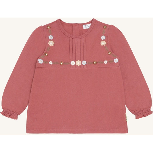 Hust & Claire HCAlma Dot structure T-shirt L/S 3392 Dry Rose