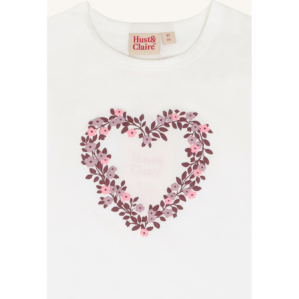 Hust & Claire HCAlma Heart T-shirt L/S 3270 Ivory