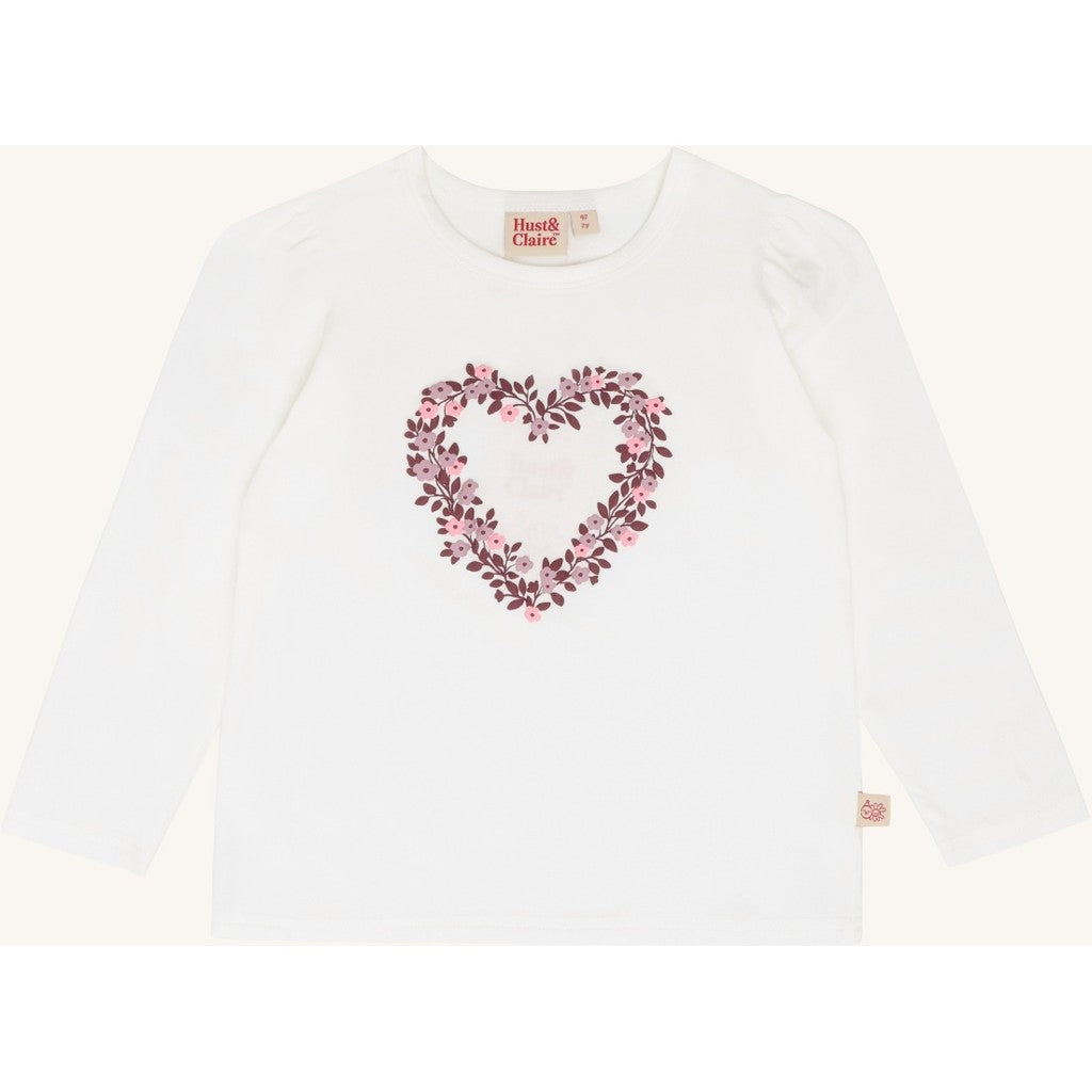 Hust & Claire HCAlma Heart T-shirt L/S 3270 Ivory