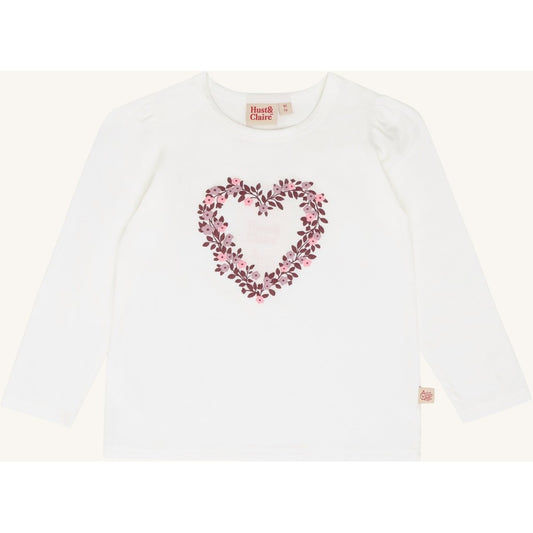 Hust & Claire HCAlma Heart T-shirt L/S 3270 Ivory