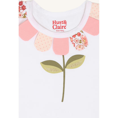 Hust & Claire HCAlma  Petals T-shirt S/S 3246 White