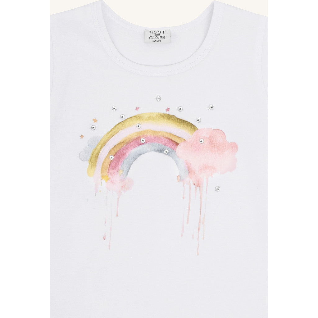 Hust & Claire HCAlma  Rainbow T-shirt S/S 3246 White