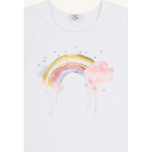 Hust & Claire HCAlma  Rainbow T-shirt S/S 3246 White