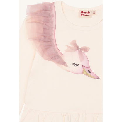 Hust & Claire HCAlma Swan T-shirt L/S 3290 Off White