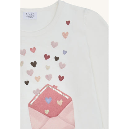 Hust & Claire HCAlma heart letter T-shirt L/S 3260 Sugar