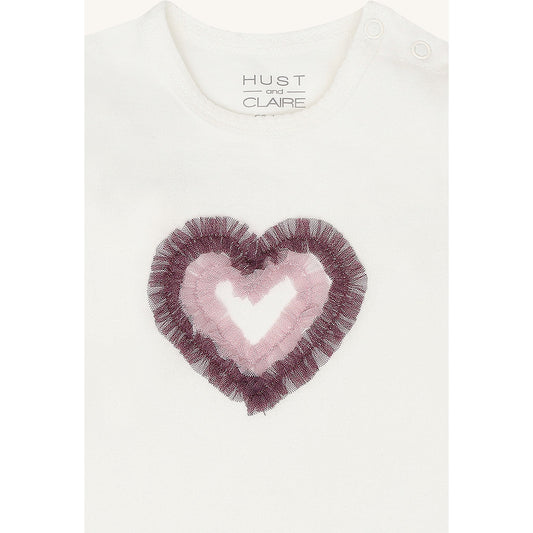 Hust & Claire HCAnna heart T-shirt L/S 3270 Ivory