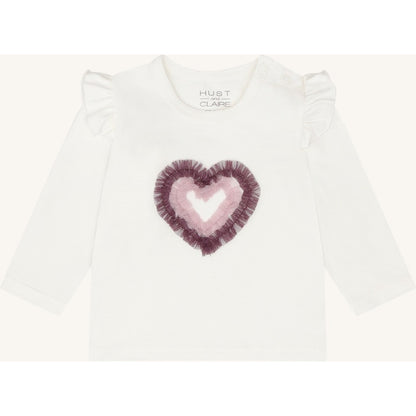 Hust & Claire HCAnna heart T-shirt L/S 3270 Ivory