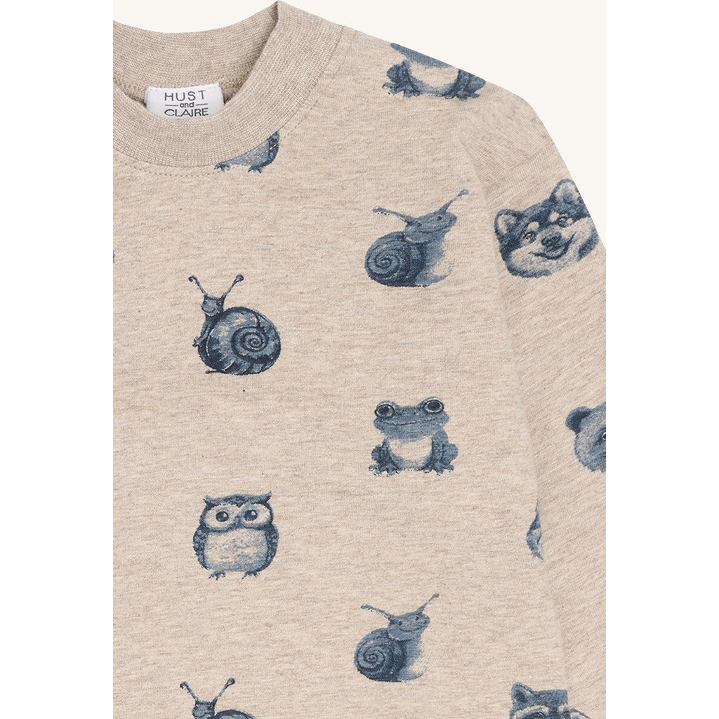 Hust & Claire HCAnton Forest Heads T-shirt L/S 3552 Beige Melange