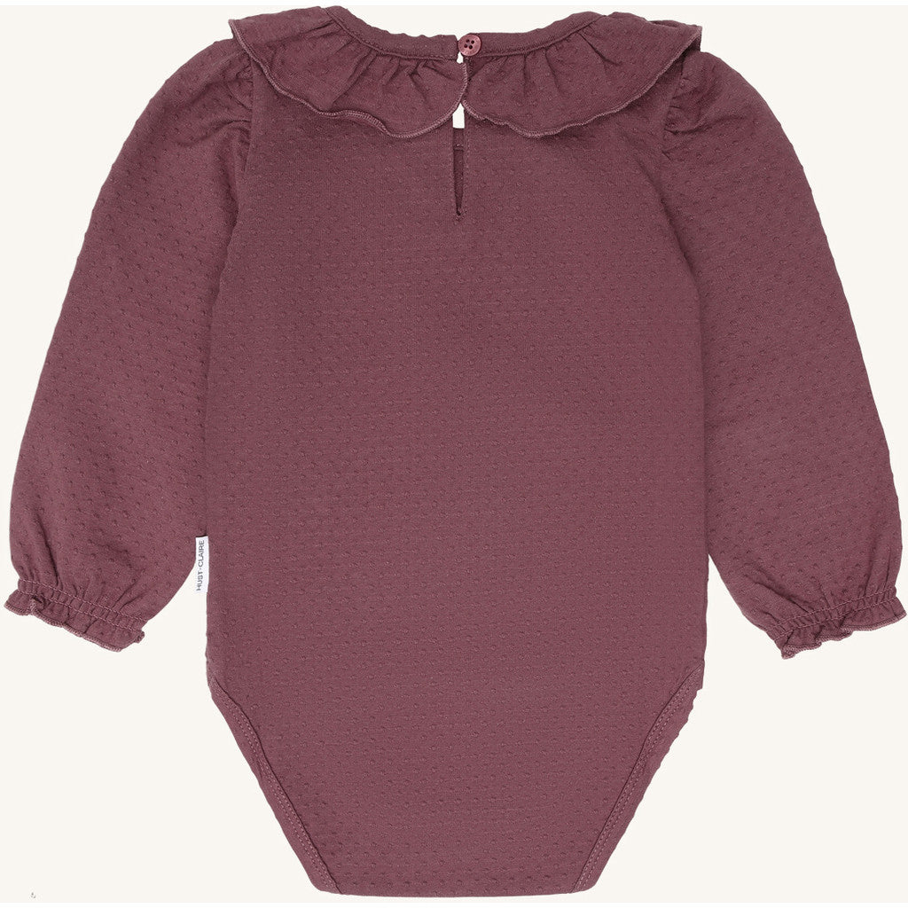 Hust & Claire HCBritt frill Bodystocking L/S 3870 Plum
