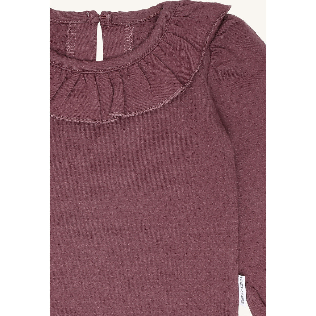 Hust & Claire HCBritt frill Bodystocking L/S 3870 Plum