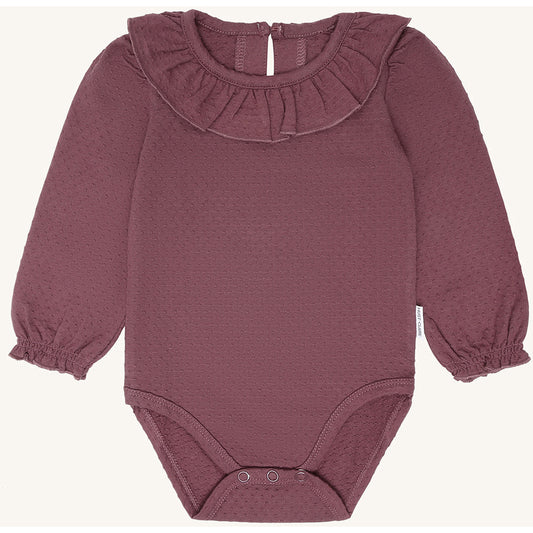 Hust & Claire HCBritt frill Bodystocking L/S 3870 Plum