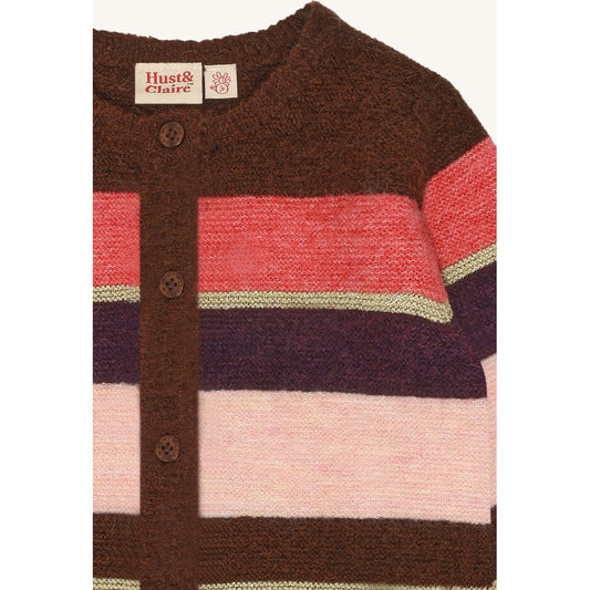 Hust & Claire HCCamilla Fluffy Stripe Cardigan 4575 Soil