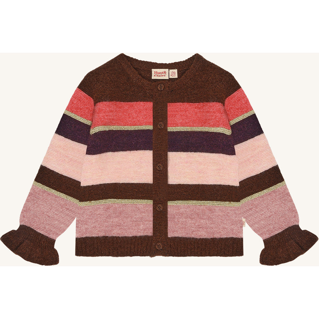 Hust & Claire HCCamilla Fluffy Stripe Cardigan 4575 Soil