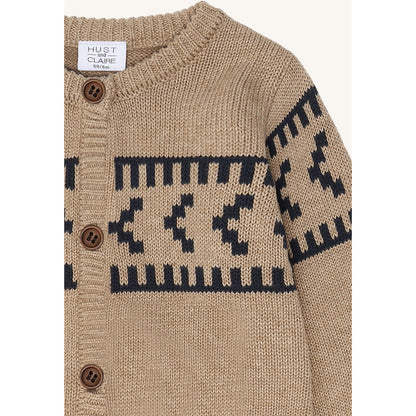 Hust & Claire HCCharli Knit Jacquard Cardigan 3554 Biscuit