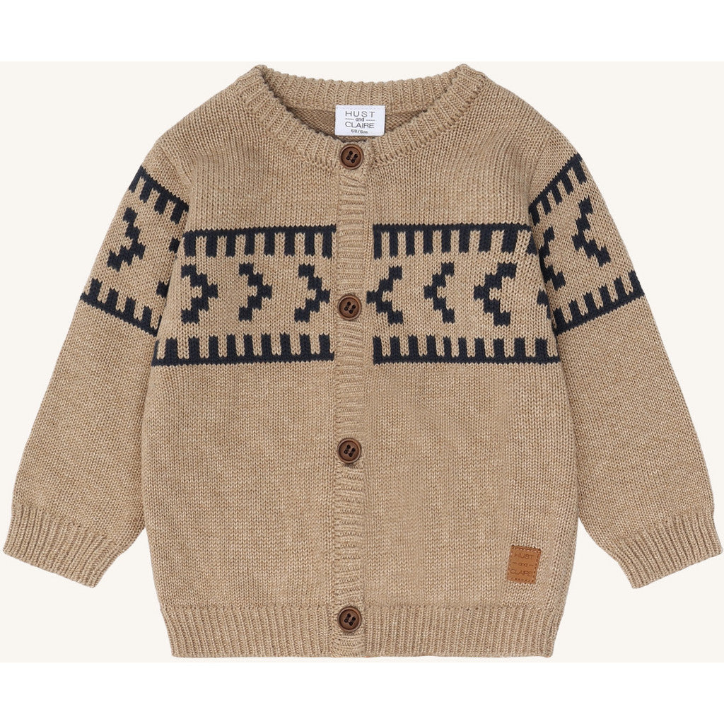 Hust & Claire HCCharli Knit Jacquard Cardigan 3554 Biscuit