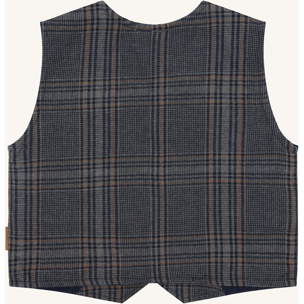 Hust & Claire HCEick Check Waistcoat 1202 Grey Blend