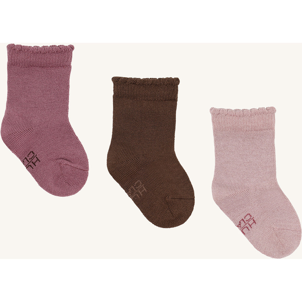 Hust & Claire HCFoty 3-pack Socks, Wool -Bamboo Socks 3863 Pale Mauve