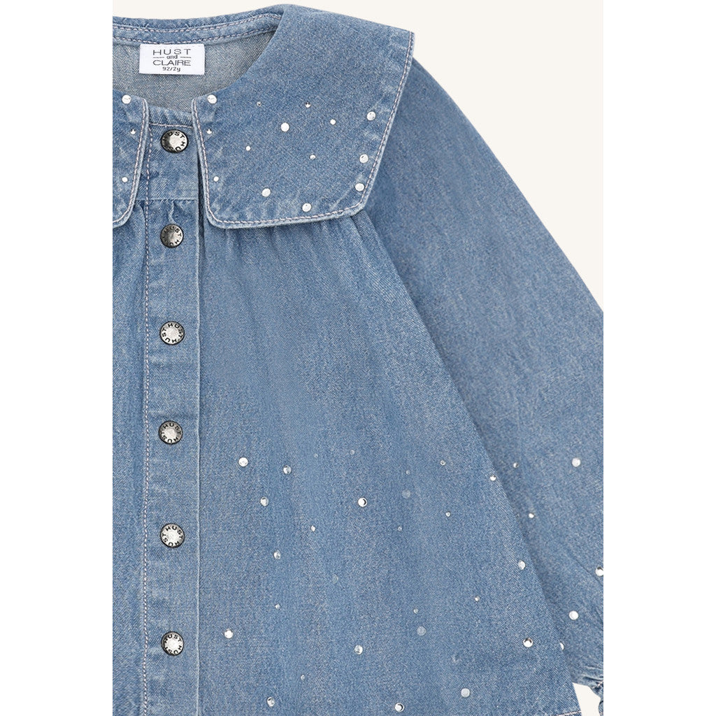 Hust & Claire HCKaroline Denim w.studs Dresses 57 Blue Denim