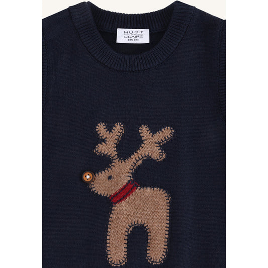 Hust & Claire HCPerry Deer Knitwear 4150 More Navy