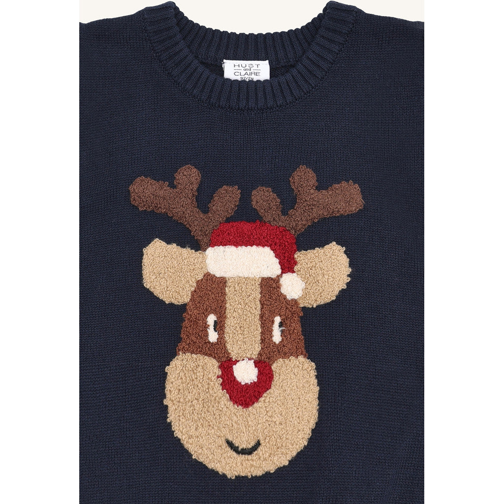 Hust & Claire HCPrinco  Reindeer Knitwear 4150 More Navy