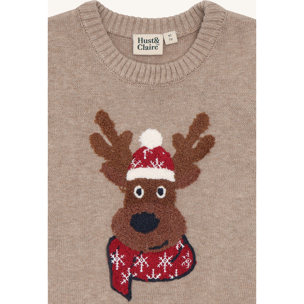 Hust & Claire HCPrinco Reindeer Knitwear 3554 Biscuit