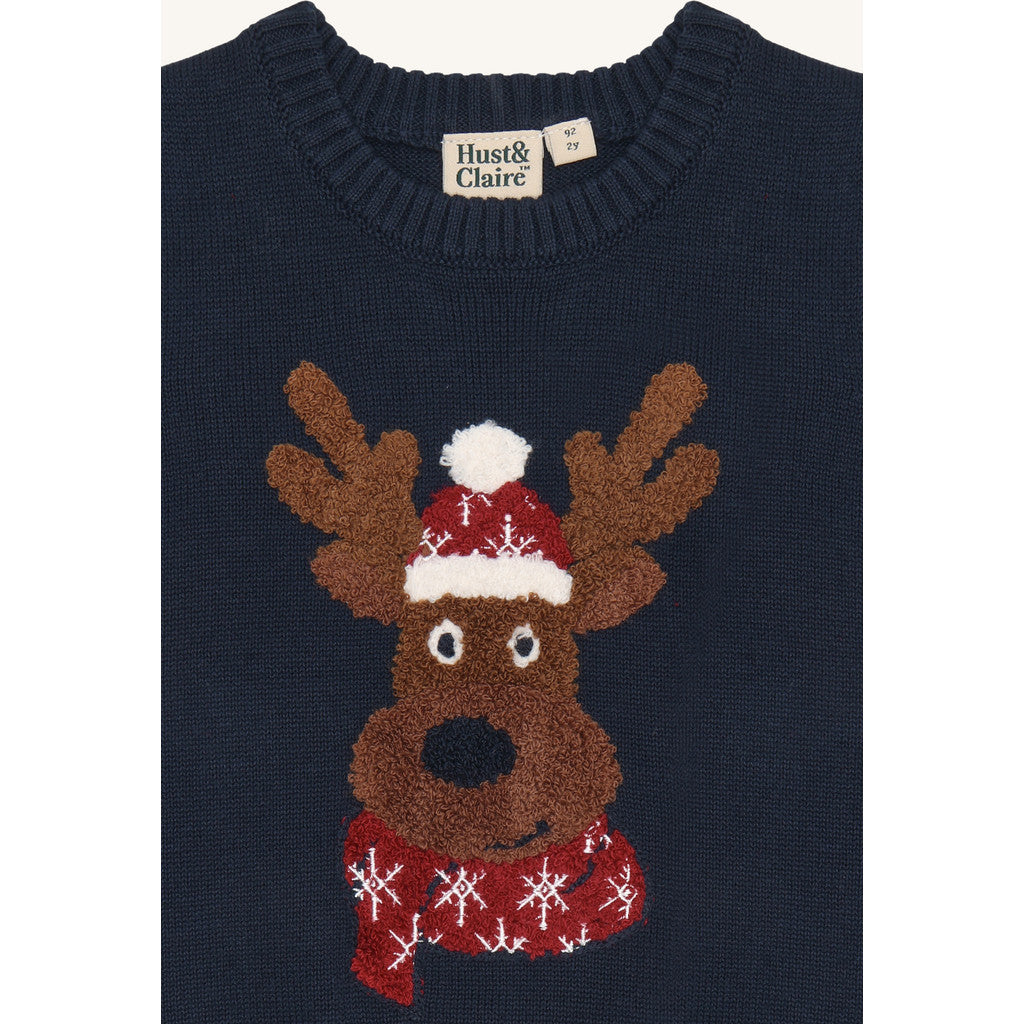 Hust & Claire HCPrinco Reindeer Knitwear 4150 More Navy