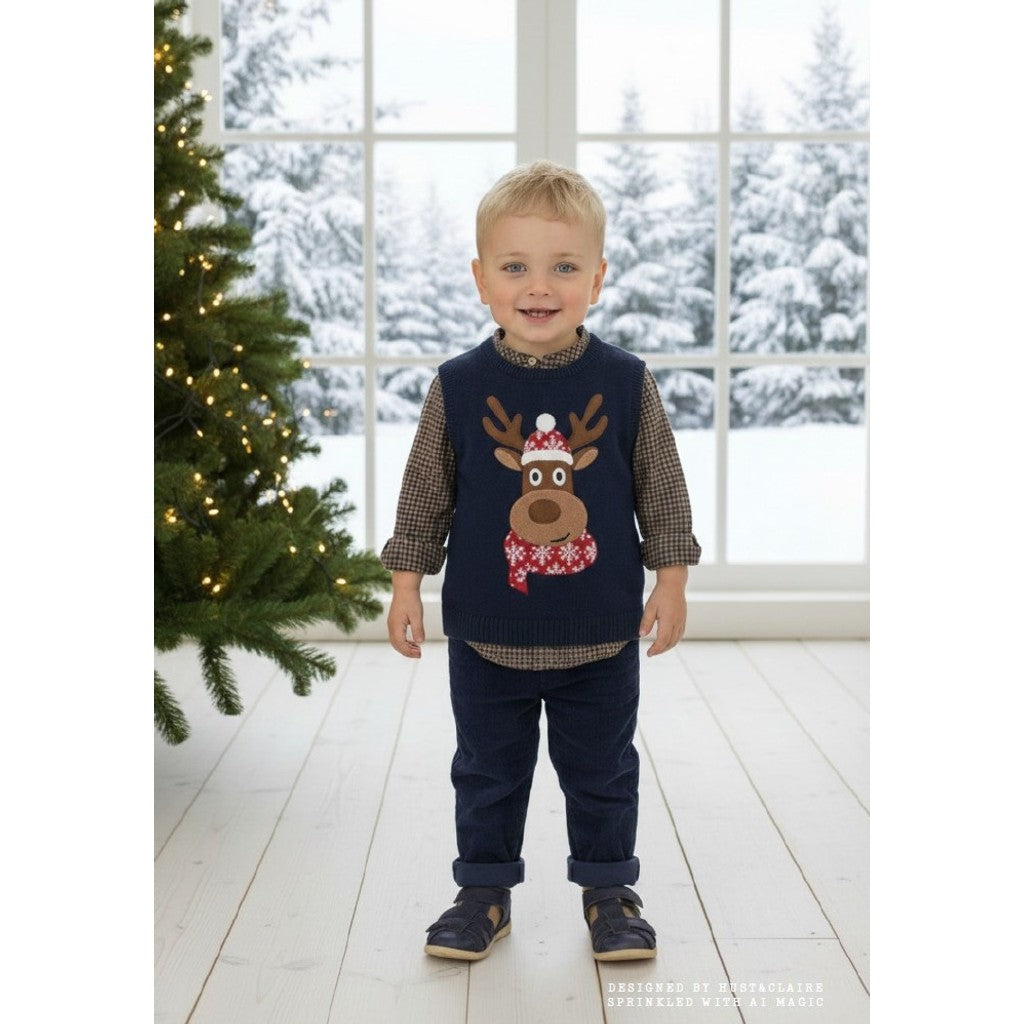 Hust & Claire HCPrinco Reindeer Knitwear 4150 More Navy