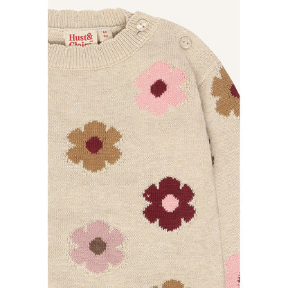 Hust & Claire HCPusle Flower Cardigan 4548 Old Beige Melange