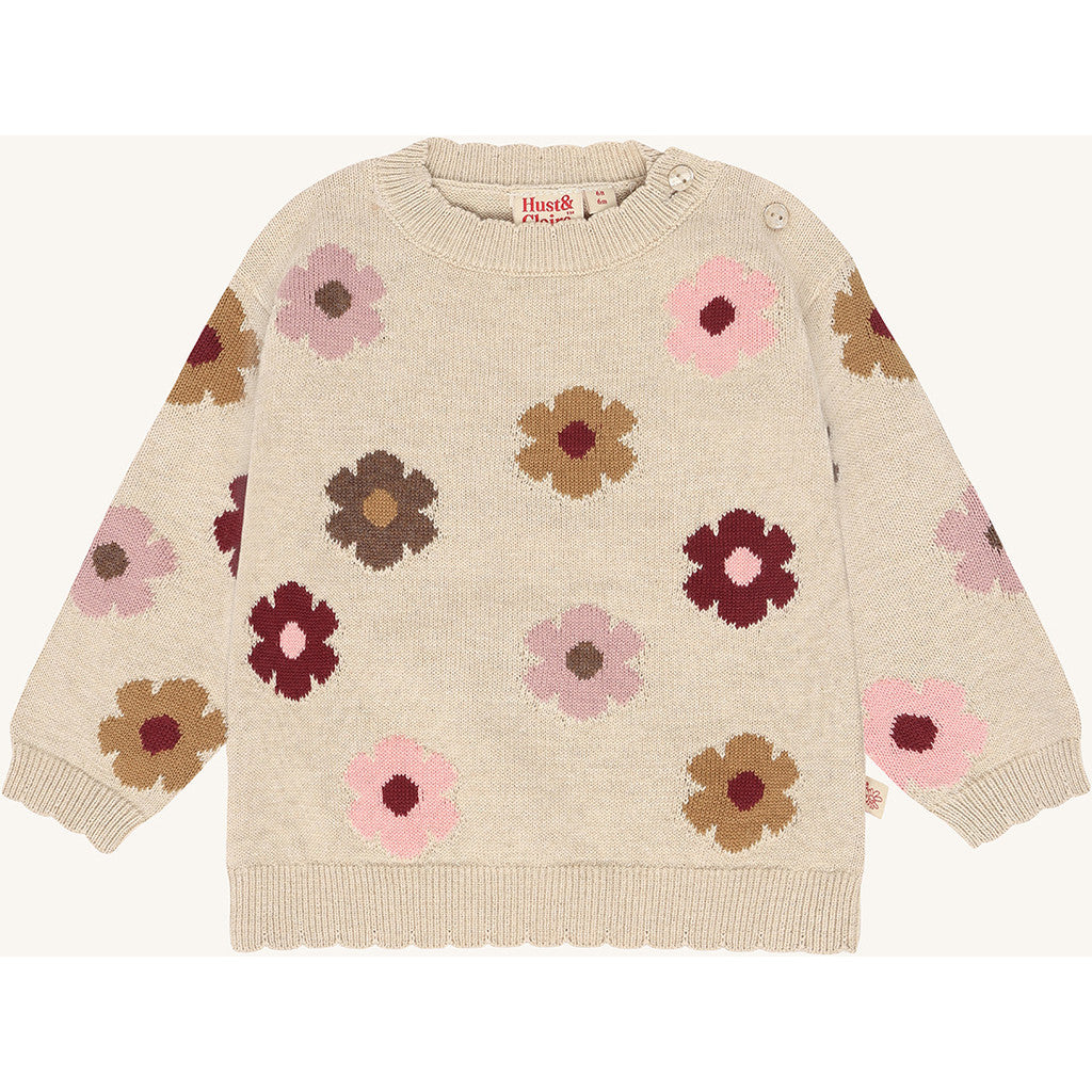 Hust & Claire HCPusle Flower Cardigan 4548 Old Beige Melange