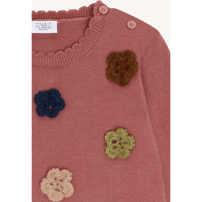 Hust & Claire HCPusle flower Pullover 3392 Dry Rose