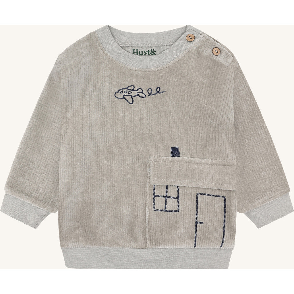 Hust & Claire HCSofus Ribbed velour Sweatshirt 4440 Forest Fog