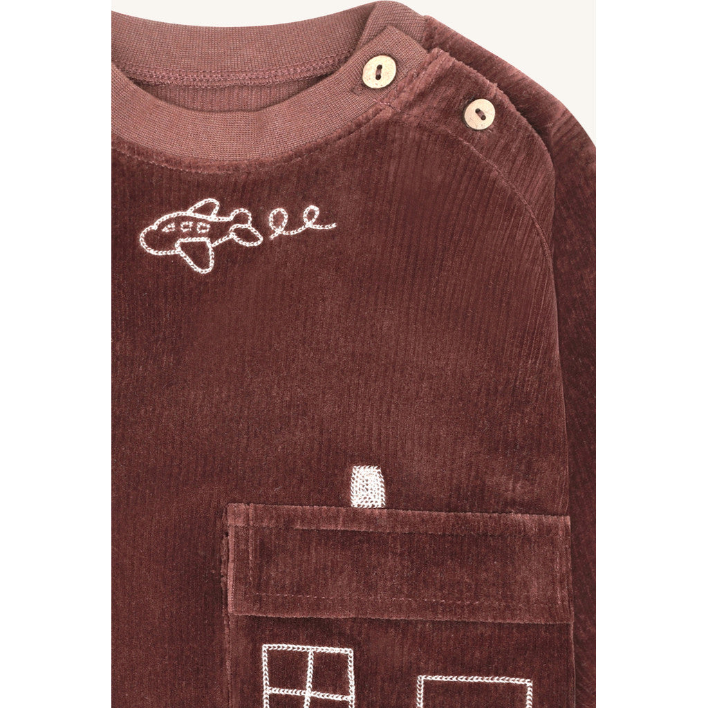 Hust & Claire HCSofus Ribbed velour Sweatshirt 4575 Soil