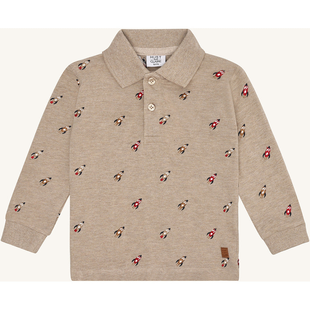 Hust & Claire HCStevie Space embroidery Polo L/S 3554 Biscuit