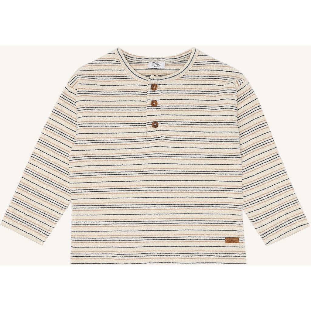 Hust & Claire HCSune Knitted stripe T-shirt L/S 3272 Snow White