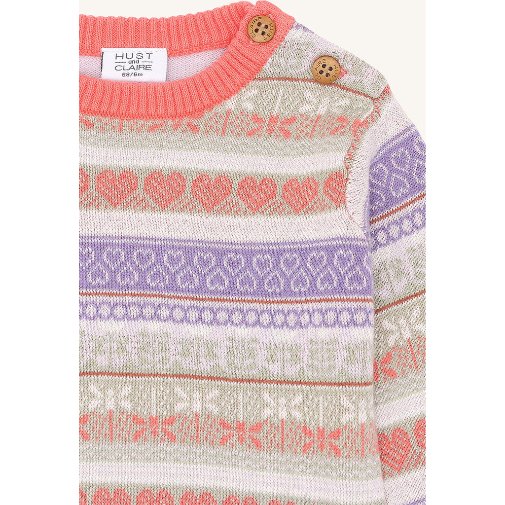 Hust & Claire Knit HCPusle Spring Jacquard Pullover 3771 Wild Coral