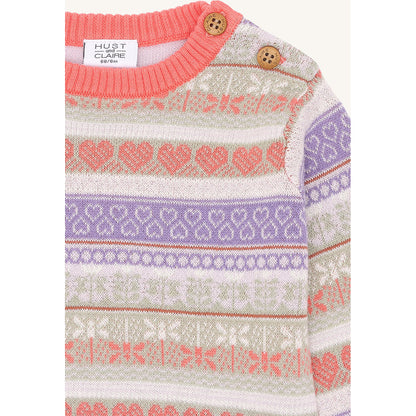 Hust & Claire Knit HCPusle Spring Jacquard Pullover 3771 Wild Coral