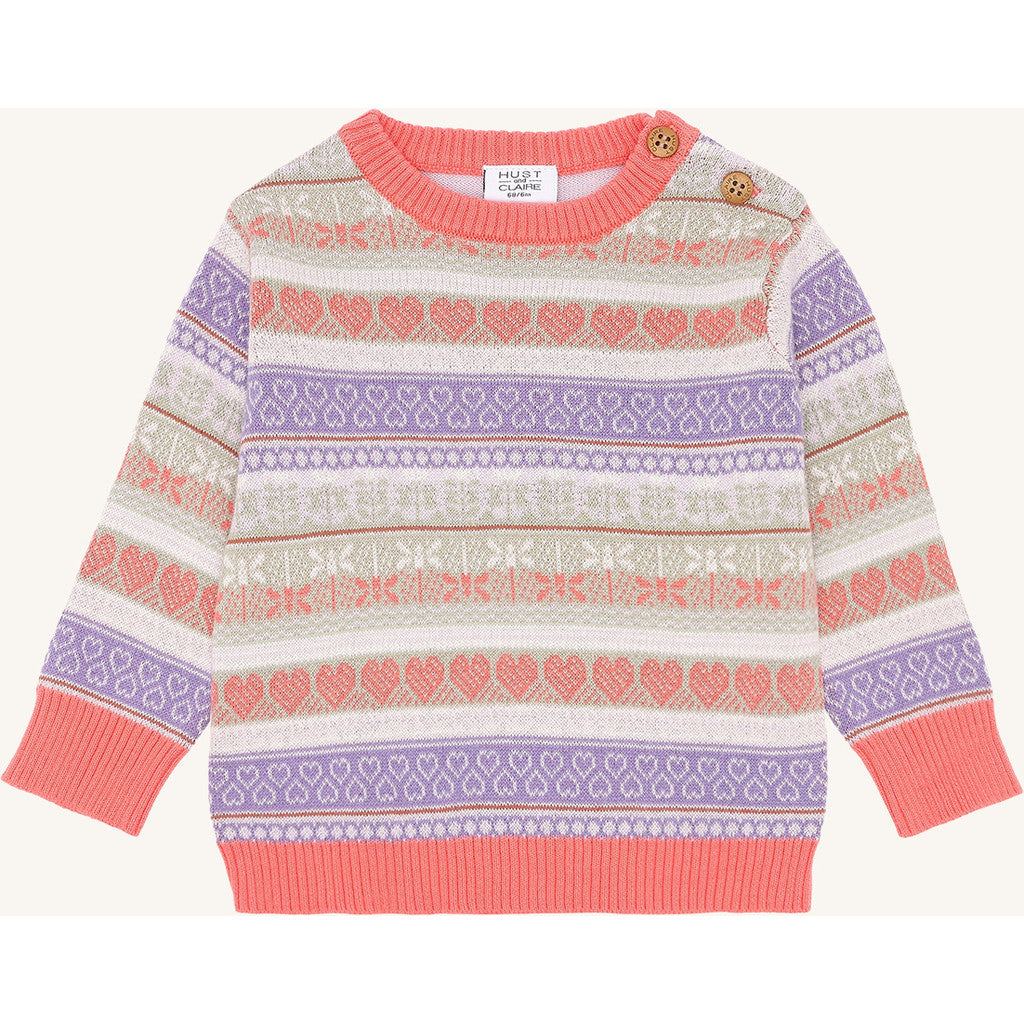 Hust & Claire Knit HCPusle Spring Jacquard Pullover 3771 Wild Coral