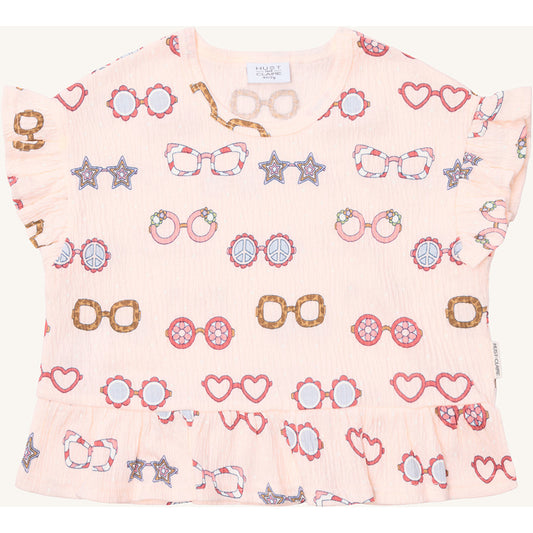 Hust & Claire T-shirt HCAlma Sun glasses T-shirt S/S 4307 Rose Beach